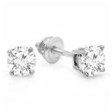 IGI CERTIFIED 0.75 Carat (ctw) 14K White Gold Round Cut White Diamond Ladies Earrings