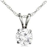 IGI CERTIFIED 1.00 Carat (ctw) 14K White Gold Round Cut White Diamond Ladies Solitaire Pendant