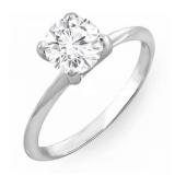 IGI CERTIFIED 1.01 Carat (ctw) 14K White Gold Round Cut Lab Grown White Diamond Ladies Bridal Engagement Solitaire Ring 1 CT