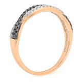0.20 Carat (ctw) 10K Rose Gold Round Black & White Diamond Anniversary Wedding Band Swirl Matching Ring 1/5 CT