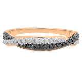 0.20 Carat (ctw) 10K Rose Gold Round Black & White Diamond Anniversary Wedding Band Swirl Matching Ring 1/5 CT