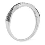 0.20 Carat (ctw) 10K White Gold Round Black & White Diamond Anniversary Wedding Band Swirl Matching Ring 1/5 CT