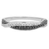0.20 Carat (ctw) 10K White Gold Round Black & White Diamond Anniversary Wedding Band Swirl Matching Ring 1/5 CT