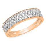 0.50 Carat (ctw) 10K Rose Gold Round Cut White Diamond Ladies Bridal Anniversary Wedding Band 1/2 CT