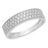 0.50 Carat (ctw) 10K White Gold Round Cut White Diamond Ladies Bridal Anniversary Wedding Band 1/2 CT