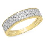 0.50 Carat (ctw) 10K Yellow Gold Round Cut White Diamond Ladies Bridal Anniversary Wedding Band 1/2 CT