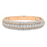 0.35 Carat (ctw) 10K Rose Gold Round White Diamond Ladies Bridal Anniversary Wedding Band Stackable Ring 1/3 CT
