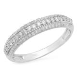 0.35 Carat (ctw) 10K White Gold Round White Diamond Ladies Bridal Anniversary Wedding Band Stackable Ring 1/3 CT