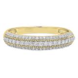 0.35 Carat (ctw) 18K Yellow Gold Round White Diamond Ladies Bridal Anniversary Wedding Band Stackable Ring 1/3 CT