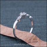 0.05 Carat (ctw) Sterling Silver Round White Diamond Ladies Solitaire With Accents Bridal Promise Engagement Ring