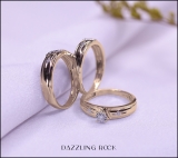 0.20 Carat (ctw) 10K Yellow Gold Round Cut White Diamond Men & Women's Engagement Ring Trio Bridal Set 1/5 CT