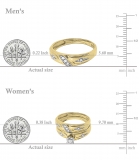 0.20 Carat (ctw) 10K Yellow Gold Round Cut White Diamond Men & Women's Engagement Ring Trio Bridal Set 1/5 CT