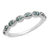0.20 Carat (ctw) Sterling Silver Round Blue Diamond Ladies Anniversary Wedding Stackable Band Ring 1/5 CT
