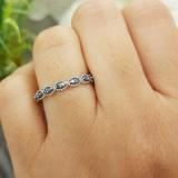 0.20 Carat (ctw) Sterling Silver Round Blue Diamond Ladies Anniversary Wedding Stackable Band Ring 1/5 CT