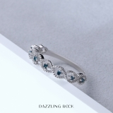 0.10 Carat (ctw) Sterling Silver Round Blue Diamond Ladies Anniversary Wedding Stackable Band Ring 1/10 CT