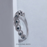 0.10 Carat (ctw) Sterling Silver Round Blue Diamond Ladies Anniversary Wedding Stackable Band Ring 1/10 CT