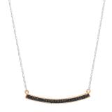 0.10 Carat (ctw) 10K Rose Gold Round Cut Black Diamond Ladies Bar Shape Fashion Pendant (Silver Chain Included) 1/10 CT