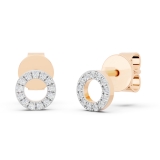 Round White Diamond Hollow Circle Shape Pushback Stud Earrings for Women (0.10 ctw, Color I-J, Clarity I2-I3) in 10K Rose Gold