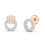 Round White Diamond Hollow Circle Shape Screwback Stud Earrings for Women (0.10 ctw, Color I-J, Clarity I2-I3) in 10K Rose Gold