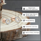 Round White Diamond Hollow Circle Shape Screwback Stud Earrings for Women (0.10 ctw, Color I-J, Clarity I2-I3) in 10K Rose Gold