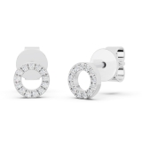 Round White Diamond Hollow Circle Shape Pushback Stud Earrings for Women (0.10 ctw, Color I-J, Clarity I2-I3) in 10K White Gold