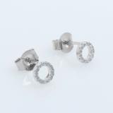 Round White Diamond Hollow Circle Shape Pushback Stud Earrings for Women (0.10 ctw, Color I-J, Clarity I2-I3) in 10K White Gold