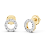 Round White Diamond Hollow Circle Shape Screwback Stud Earrings for Women (0.10 ctw, Color I-J, Clarity I2-I3) in 10K Yellow Gold