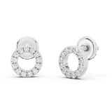 Round White Diamond Hollow Circle Shape Screwback Stud Earrings for Women (0.10 ctw, Color I-J, Clarity I1-I2) in 18K White Gold