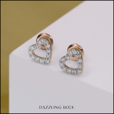 0.25 Carat (ctw) 18K Rose Gold Round Cut White Diamond Ladies Heart Shape Fashion Stud Earrings 1/4 CT
