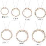 0.33 Carat (ctw) 10K Rose Gold Round Cut White Diamond Ladies Circle Pendant (Silver Chain Included) 1/3 CT