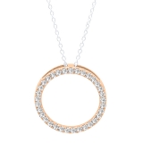 0.50 Carat (ctw) 10K Rose Gold Round Cut White Diamond Ladies Circle Pendant (Silver Chain Included) 1/2 CT