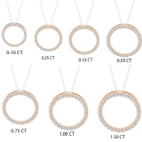 0.50 Carat (ctw) 10K Rose Gold Round Cut White Diamond Ladies Circle Pendant (Silver Chain Included) 1/2 CT