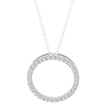 0.33 Carat (ctw) 10K White Gold Round Cut White Diamond Ladies Circle Pendant (Silver Chain Included) 1/3 CT