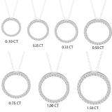 0.33 Carat (ctw) 10K White Gold Round Cut White Diamond Ladies Circle Pendant (Silver Chain Included) 1/3 CT