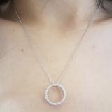 0.33 Carat (ctw) 10K White Gold Round Cut White Diamond Ladies Circle Pendant (Silver Chain Included) 1/3 CT
