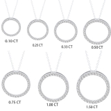 0.50 Carat (ctw) 10K White Gold Round Cut White Diamond Ladies Circle Pendant (Silver Chain Included) 1/2 CT