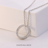 0.25 Carat (ctw) 14K White Gold Round Cut White Diamond Ladies Circle Pendant (Silver Chain Included) 1/4 CT