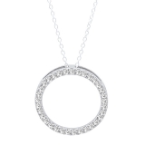 0.50 Carat (ctw) 14K White Gold Round Cut White Diamond Ladies Circle Pendant (Silver Chain Included) 1/2 CT