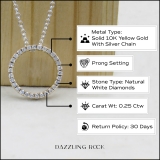 0.25 Carat (ctw) 14K Yellow Gold Round Cut White Diamond Ladies Circle Pendant (Silver Chain Included) 1/4 CT