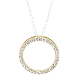 0.50 Carat (ctw) 14K Yellow Gold Round Cut White Diamond Ladies Circle Pendant (Silver Chain Included) 1/2 CT