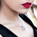 0.50 Carat (ctw) 18K White Gold Round Cut White Diamond Ladies Circle Pendant (Silver Chain Included) 1/2 CT