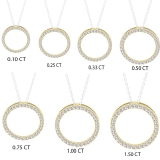 0.50 Carat (ctw) 18K Yellow Gold Round Cut White Diamond Ladies Circle Pendant (Silver Chain Included) 1/2 CT