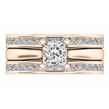 2.05 Carat (ctw) 18K Rose Gold Princess Cut White Diamond Ladies Bridal Engagement Ring Matching Band Set 2 CT