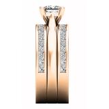 2.05 Carat (ctw) 18K Rose Gold Princess Cut White Diamond Ladies Bridal Engagement Ring Matching Band Set 2 CT