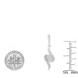 0.10 Carat (ctw) Sterling Silver Round Cut White Diamond Ladies Swirl Dangling Drop Earrings