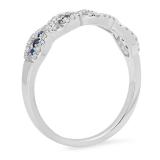 0.35 Carat (ctw) 10K White Gold Round Blue Sapphire & White Diamond Ladies Bridal Stackable Anniversary Wedding Band Swirl Ring
