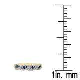 0.35 Carat (ctw) 10K Yellow Gold Round Blue Sapphire & White Diamond Ladies Bridal Stackable Anniversary Wedding Band Swirl Ring