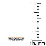 0.35 Carat (ctw) 14K Rose Gold Round Blue Sapphire & White Diamond Ladies Bridal Stackable Anniversary Wedding Band Swirl Ring
