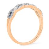 0.35 Carat (ctw) 18K Rose Gold Round Blue Sapphire & White Diamond Ladies Bridal Stackable Anniversary Wedding Band Swirl Ring