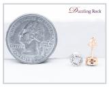 Round White Diamond Centre Halo Illusion Set with Sided Rectangular Grooves Stud Earrings for Women (0.20 ctw, Color I-J, Clarity I2-I3) in 10K Rose Gold in Screw Back